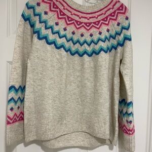 Vince Camuto Cream Sweater with Pink and Blue Pattern